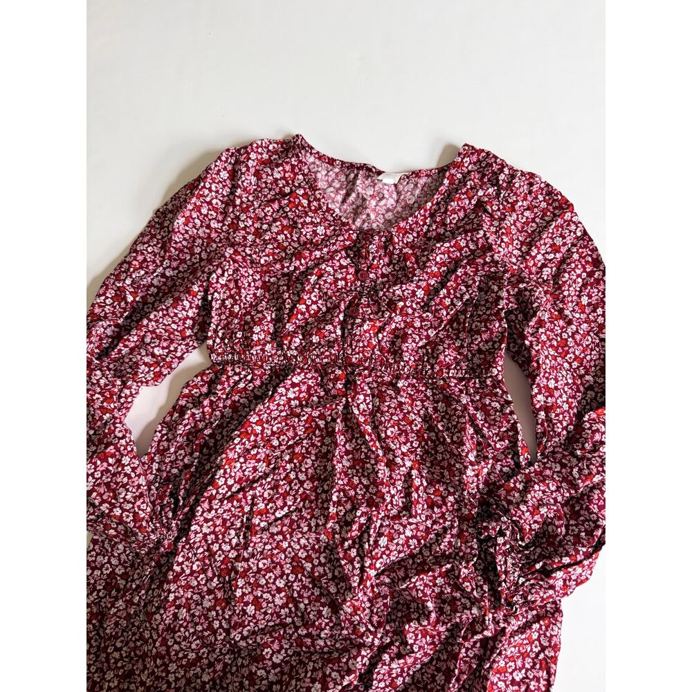 Thereabouts Girls Burgundy Floral Ruffle Boho Dress Size 10/12 M - Picture 4 of 5